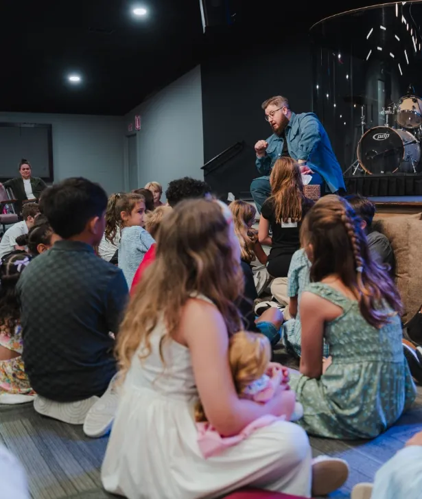 Kids watching a lesson during the kids service