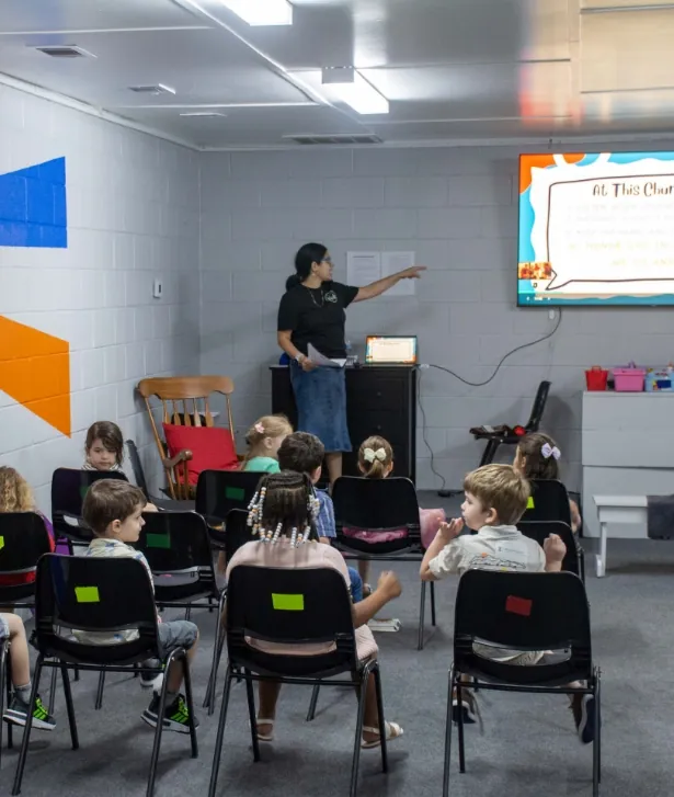 Kids listening to a lesson in the classroom